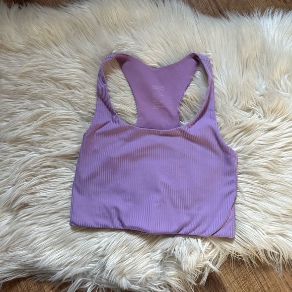 GIRLFRIEND COLLECTIVE Paloma Racerback Sports Bra In Ribbed Lilac - Picture 2 of 4